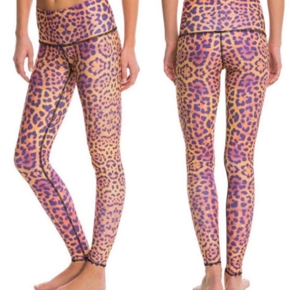 TEEKI Purple Awakening Hot Pant Leopard Print Leggings, Full Length, Size XS